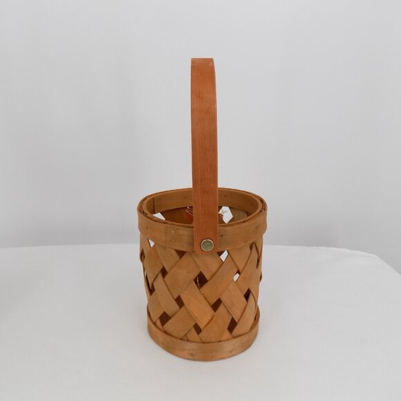 Set of 2 Ashland Fall Autumn Ash Chipwood Woven Mini Basket Wooden Handle New - Picture 5 of 12